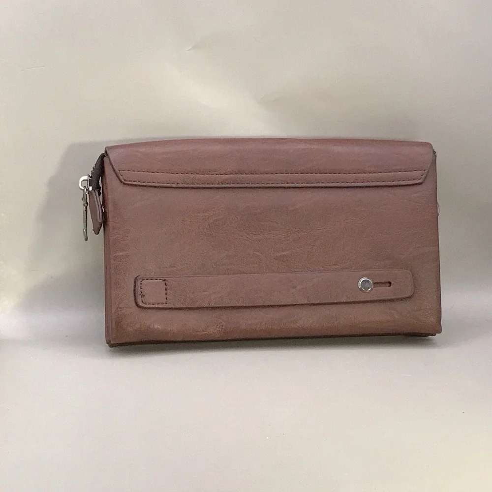 Kai Duch Brown Leather Wristlet Clutch MISSING STRAP‎